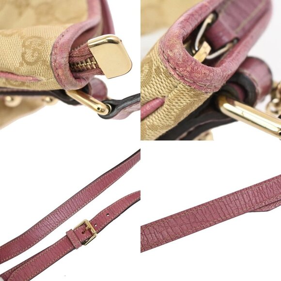 GUCCI Logo GG Pattern Shoulder Bag Canvas Leather Brown Pink Italy 31FC039 - Picture 8 of 16